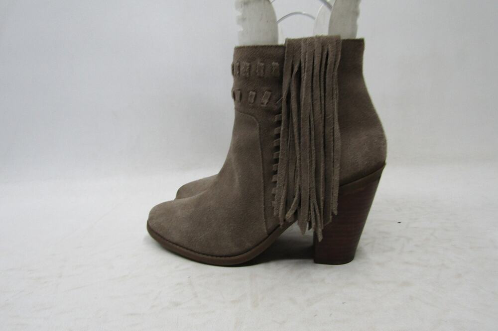 Jessica Simpson Women Sz 9.5 M Brown Suede Zip Fringe Ankle Fashion Boots Bootie